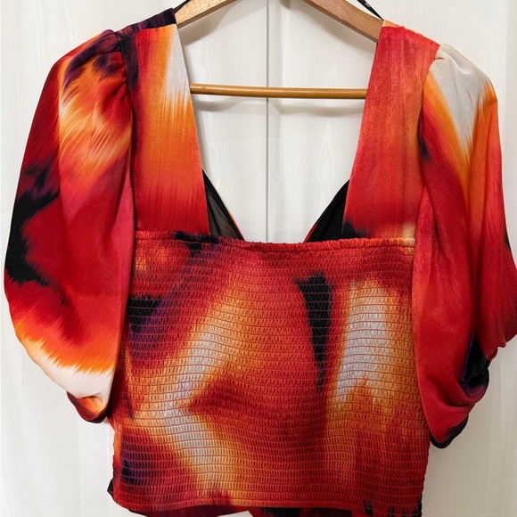 DKNY Abstract Print Satin Blouse Large - Picture 7 of 10
